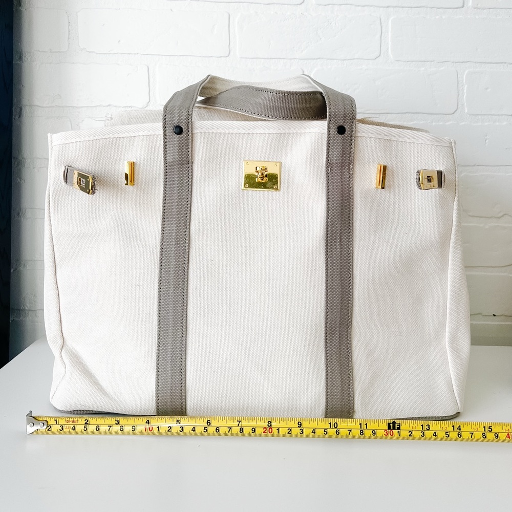 Canvas & Grey Tote – Neutral Minimal Carryall NEW & Ready to Ship - Picture 9 of 11